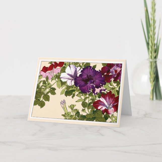 Jolie carte d'art botanique de Petunias (Devant)