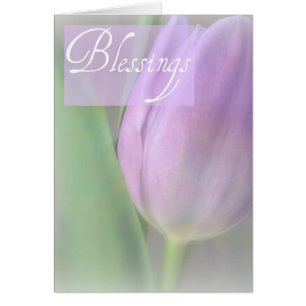 Jolie carte de bénédictions de tulipe de lavande