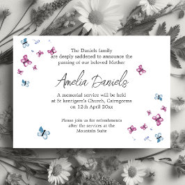 Jolie carte de Faire-part funéraire papillon