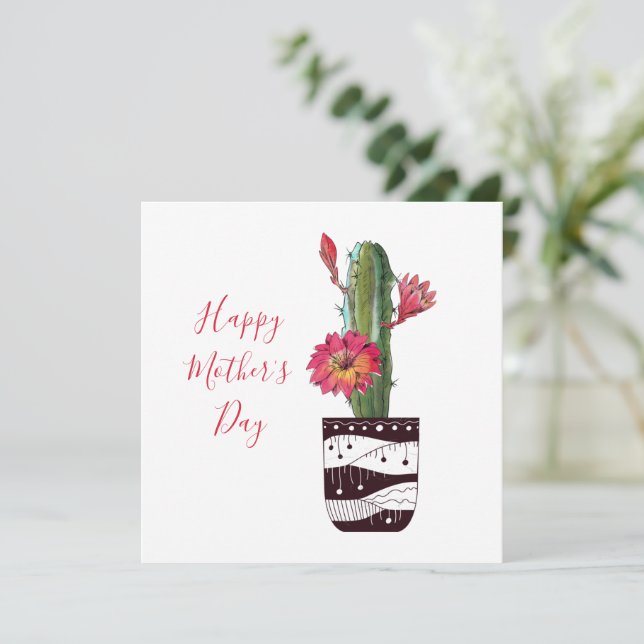 Jolie carte de fête des mères de Cactus en pots (Debout devant)