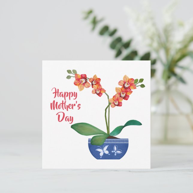 Jolie carte de fête des mères d'orchidées tachetée (Debout devant)