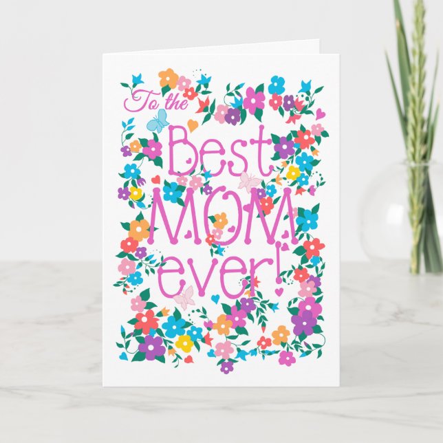 Jolie carte de fête des mères florale Meilleure ma (Devant)