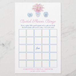 Jolie Carte De Jeu De Bingo Bridal Rose Et Bleu