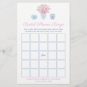 Jolie Carte De Jeu De Bingo Bridal Rose Et Bleu