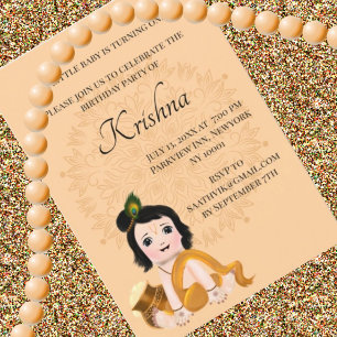 Jolie carte de Krishna pour anniversaire - art Kri