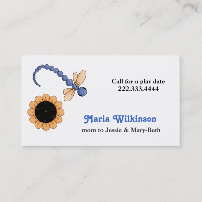 Jolie carte de maman de libellule et de fleur (Devant)