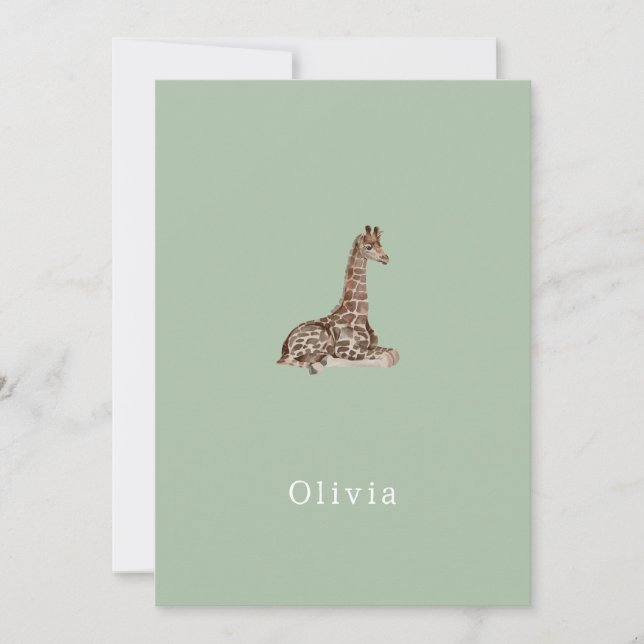 Jolie Carte de Naissance Neutre Girafe (Devant)