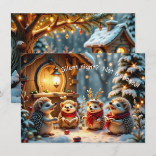 Jolie Carte de Noël drôle de hérisson Nuit silenci