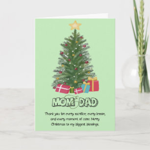 Jolie carte de Noël pliée pour maman et papa