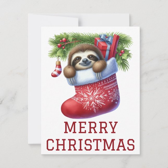 Jolie carte de Noël Sloth (Devant)