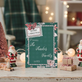 Jolie carte de Noël verte rétro vintage