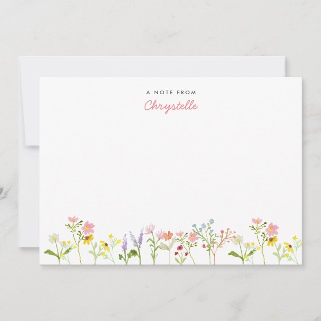 Jolie carte de note personnalisée Fleur sauvage (Devant)