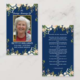 Jolie carte de prière bleue d'antiquité Floral Gol