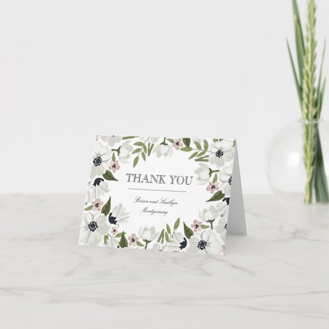 Jolie carte de remerciement florale (Devant)