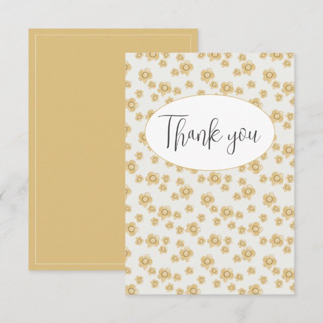Jolie carte de remerciement simple à motif floral (Devant / Derrière)