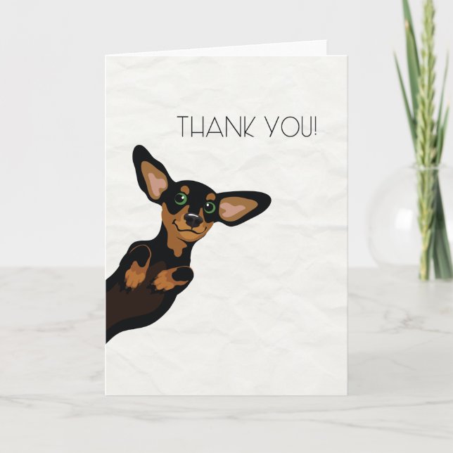 Jolie carte de remerciements Dachshund noire et br (Devant)