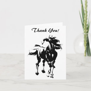 Jolie Carte de remerciements de Cheval noir et bla