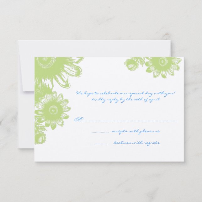 Jolie carte de réponse de mariage aux fleurs vinta (Devant)