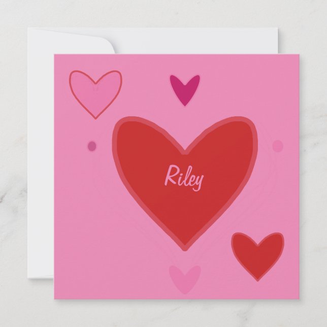 Jolie carte de Saint Valentin au coeur rouge et ro (Devant)