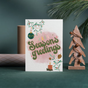 Jolie carte de vacances plate rose pour la famille