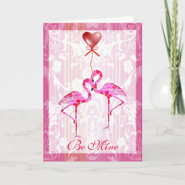 Jolie carte de Valentine de Flamants roses (Devant)