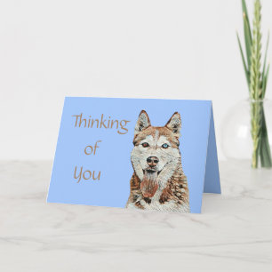 Jolie carte de voeux Brown et blanc Husky