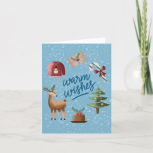 Jolie carte de vœux chaleureuse pour Noël enneigé