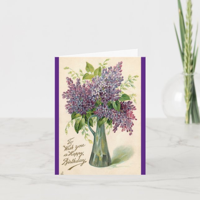 Jolie carte de voeux d'anniversaire de fleurs viol (Devant)