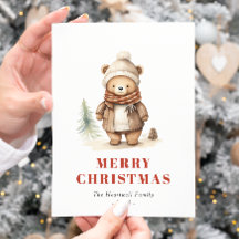 Jolie carte de vœux de Noël avec un ours brun