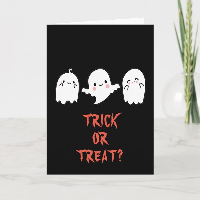Jolie carte de vœux d'Halloween, des friandises ou (Devant)