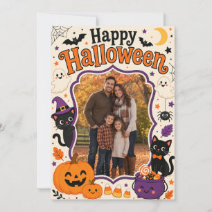 Jolie carte de vœux familiale Halloween   Joyeux H