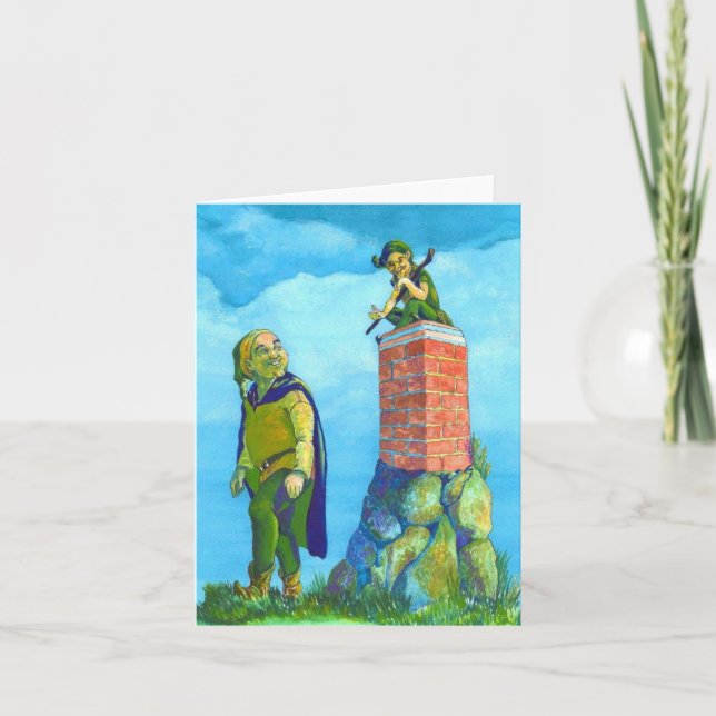 Jolie carte de voeux pliée couleur elfes croisées (Devant)