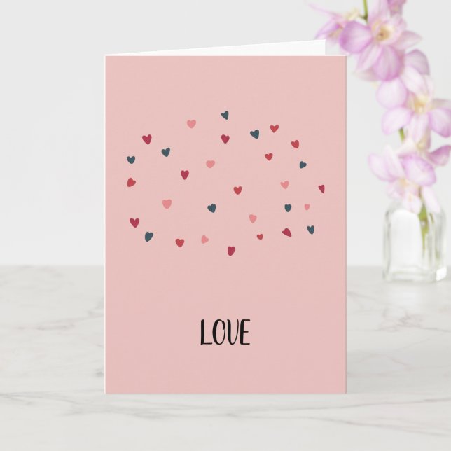 Jolie carte de vœux pliée Nuage de cœurs d'amour (Orchidée)