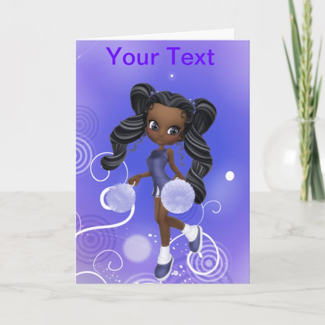 Jolie carte de voeux Pom-pom girl afro-américaine (Devant)