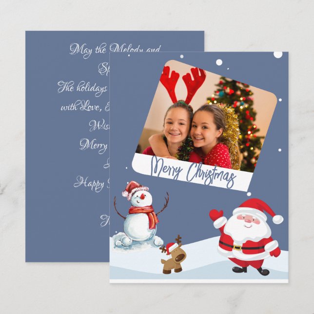 Jolie carte photo de Noël personnalisée (Devant / Derrière)