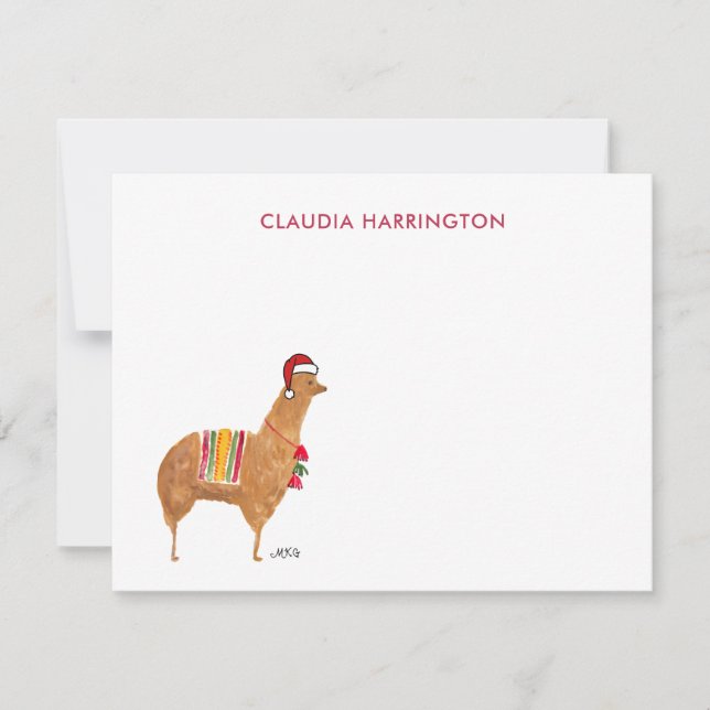 Jolie carte plate à l'alpaca dessinée à la main po (Devant)