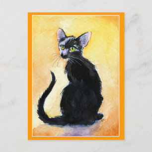 Jolie carte postale de chat noir ou de chaton