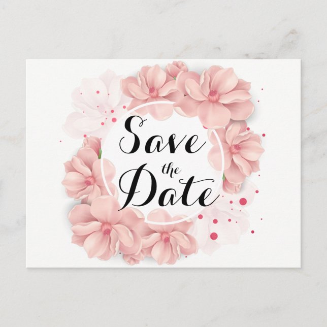 Jolie carte postale florale pour annoncer la date  (Devant)