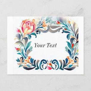Jolie carte postale Invitation Cadre Floral