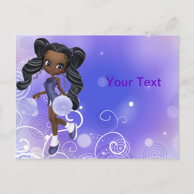 Jolie carte postale Pom-pom girl afro-américaine (Devant)