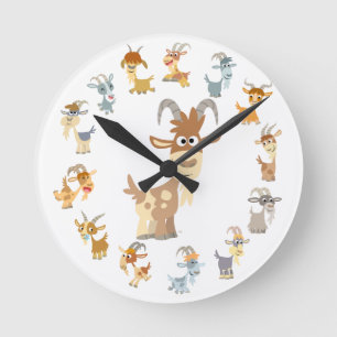 Jolie chèvre en caricature Mandala Horloge murale
