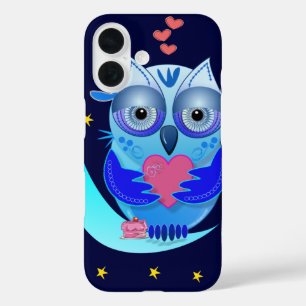 Jolie chouette de dessin animé en coque amoureux