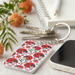 Jolie coccinelle kawaii motif floral sans couture