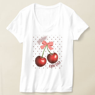 Jolie Coquette Cerise avec T-Shirt à Nœud Gingham 