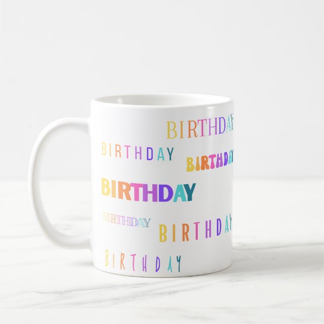 Jolie couleur Anniversaire Typographie Texte Mug (Gauche)