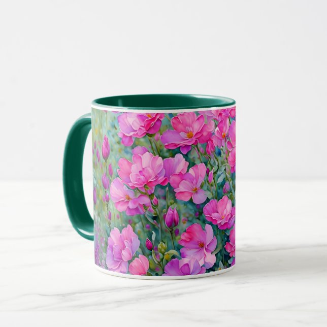 Jolie Coupe Floral Art Mug Fleurs Roses (Devant gauche)