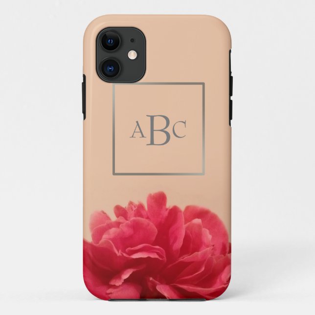 Jolie crème rose Monogramme Floral Coque initial-M (Dos)