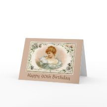 Jolie dame victorienne Floral 90e carte d'annivers