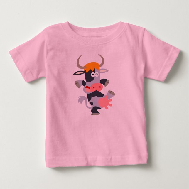 Jolie Danser Cartoon Vache Baby T-Shirt (Devant)