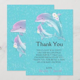 Jolie dauphins fille Carte de remerciements Baby s